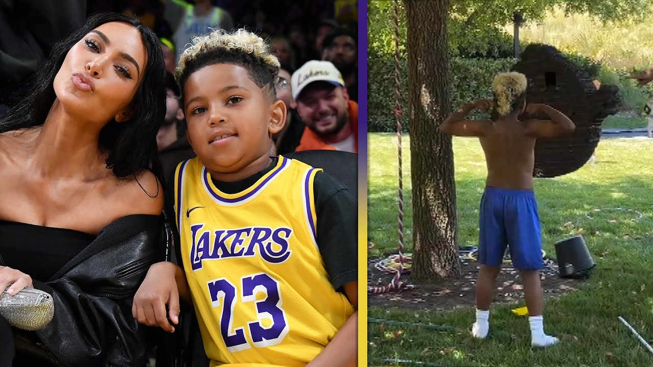 Kim Kardashian's Son Saint Battles for Piñata at Psalm's 5th Birthday Party