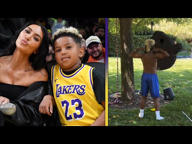 Kim Kardashian’s Son Saint Gets COMPETITIVE Over a Piñata at Psalm’s 5th Birthday Party class=