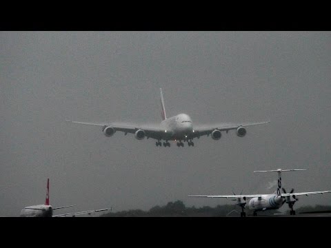airbus a220 A380 Emirates Condensation coming through clouds EK17 Dubai - Manchester A6-EDH