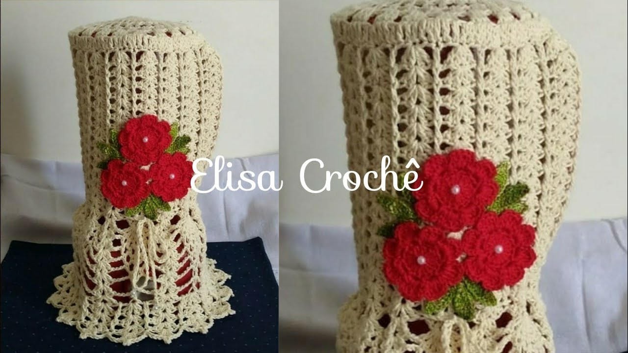 🥇Versão destros: Capa para liquidificador Flor Luxo em crochê (3°peça) # Elisa Crochê