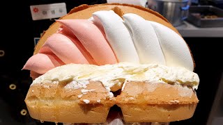 Amazing Waffles Making Skills, Best Waffles, Giant Whipped cream Waffles, Korean street food