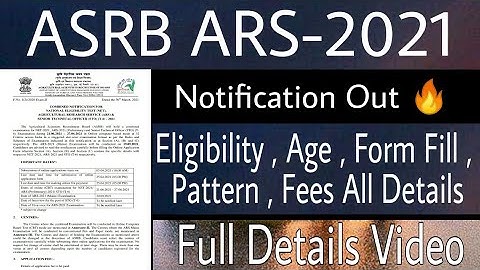 ASRB ARS 2021 || ARS RECRUITMENT 2021 Notification Out 🔥 #Agriculture_Research_Service Full Details