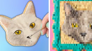 Painting Time Lapse Realistic Cat Cookie Satisfying Cookie Decorating