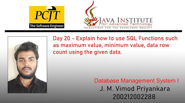 Database Management Systems I - Question set 20 | 1st Year | J.M.Vimod Priyankara | Java Institute