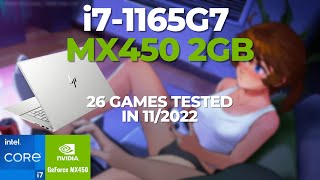 Intel Core i7-1165G7 \ Nvidia GeForce MX450 \ 26 GAMES TESTED IN 11/2022 (16GB RAM)