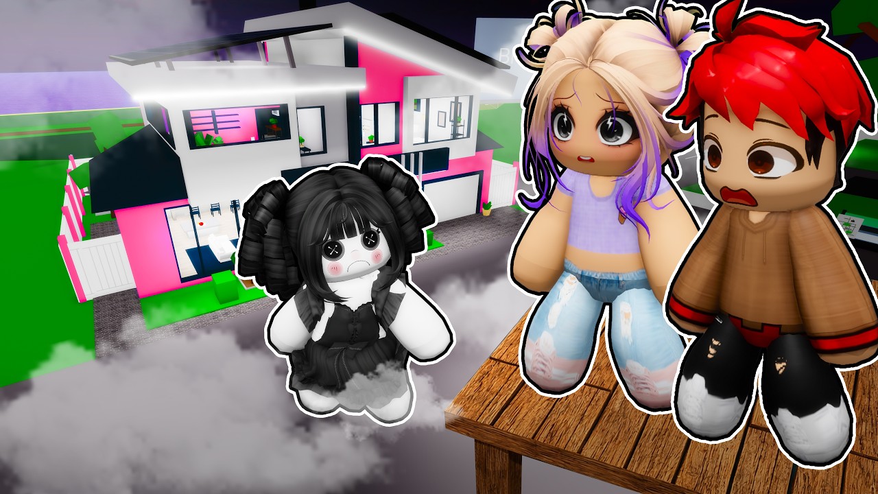 Construí una BASE EN EL CIELO para ESCONDERME de la MUÑECA MALDITA en Brookhaven Roblox
