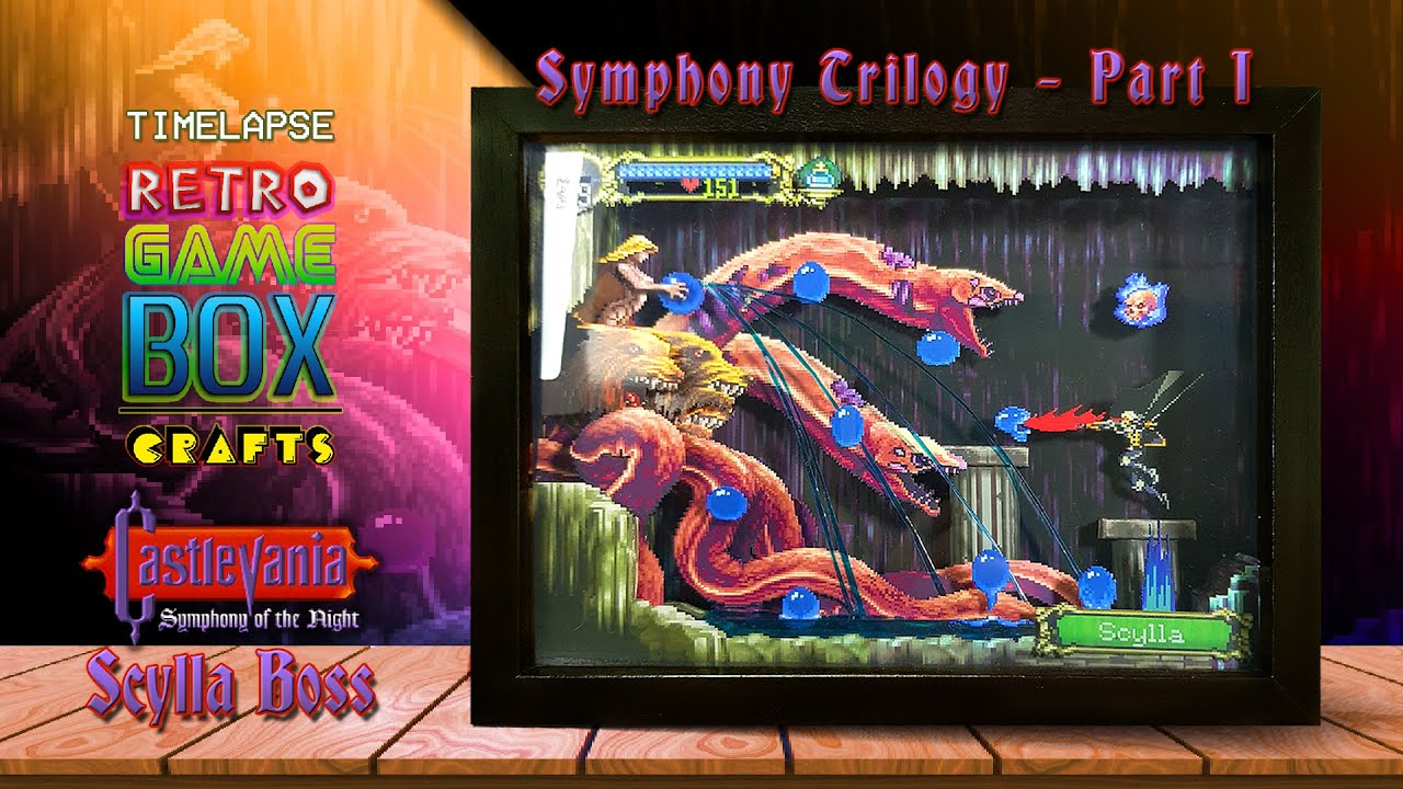 Pixel Frames Castlevania Scylla Boss Fight - Shadow Box 9x9 Pollici, Arte Ufficiale, Nuova Sigillata