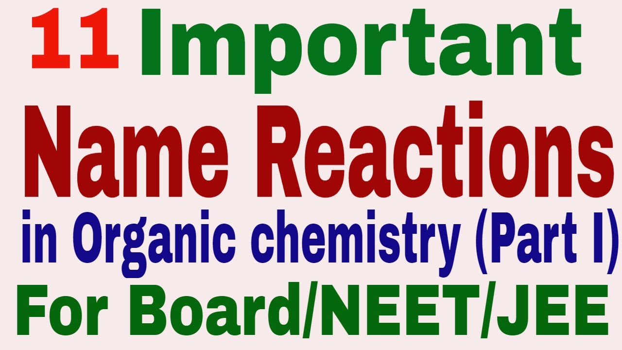 Important Name Reactions in Organic chemistry (Part I) || Class 11th
