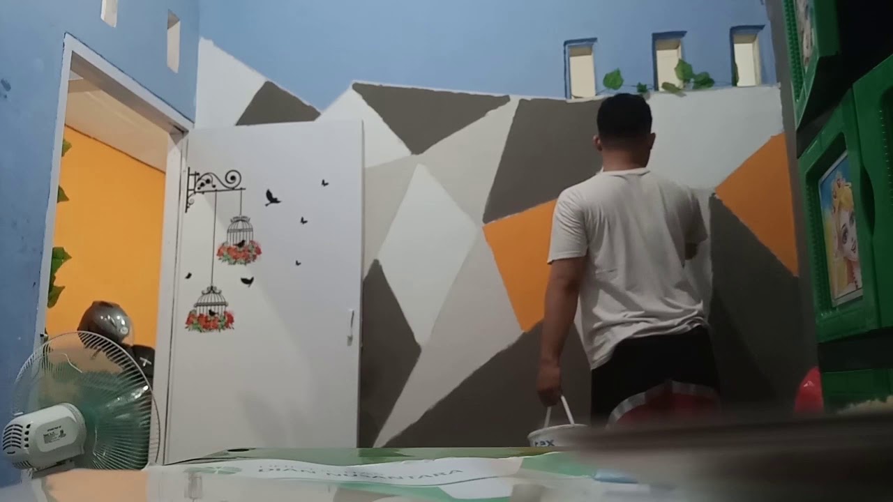  Cara  mengecat  motif  geometric di dinding rumah  YouTube