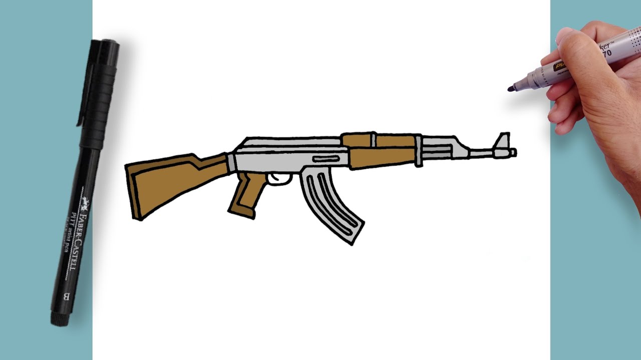 How To Draw Ak47 Gun Easy Step-by-step | Kalashnikov Drawing Tutorial