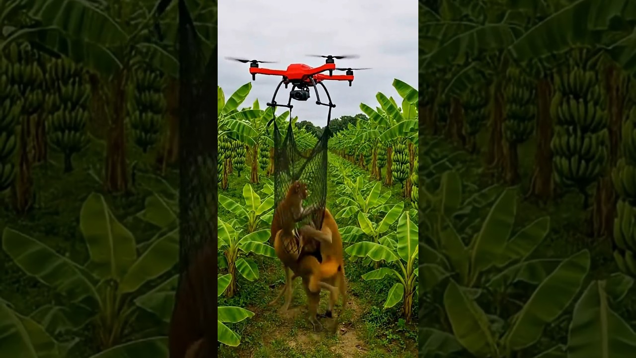 Advanced Drone Captures Wild monkey Herd in Farmland,OMG,it is cool