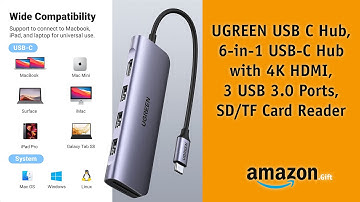 UGREEN USB C Hub, 6-in-1 USB-C Hub with 4K HDMI, 3 USB 3.0 Ports, SD/TF Card Reader