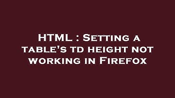 HTML : Setting a table