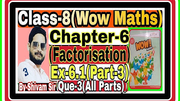 Class-8(Wow Maths) Chapter-6(Factorisation)Ex-6.1(Part-3) Q-3(All Parts)By-Shivam Sir #tiwariclasses
