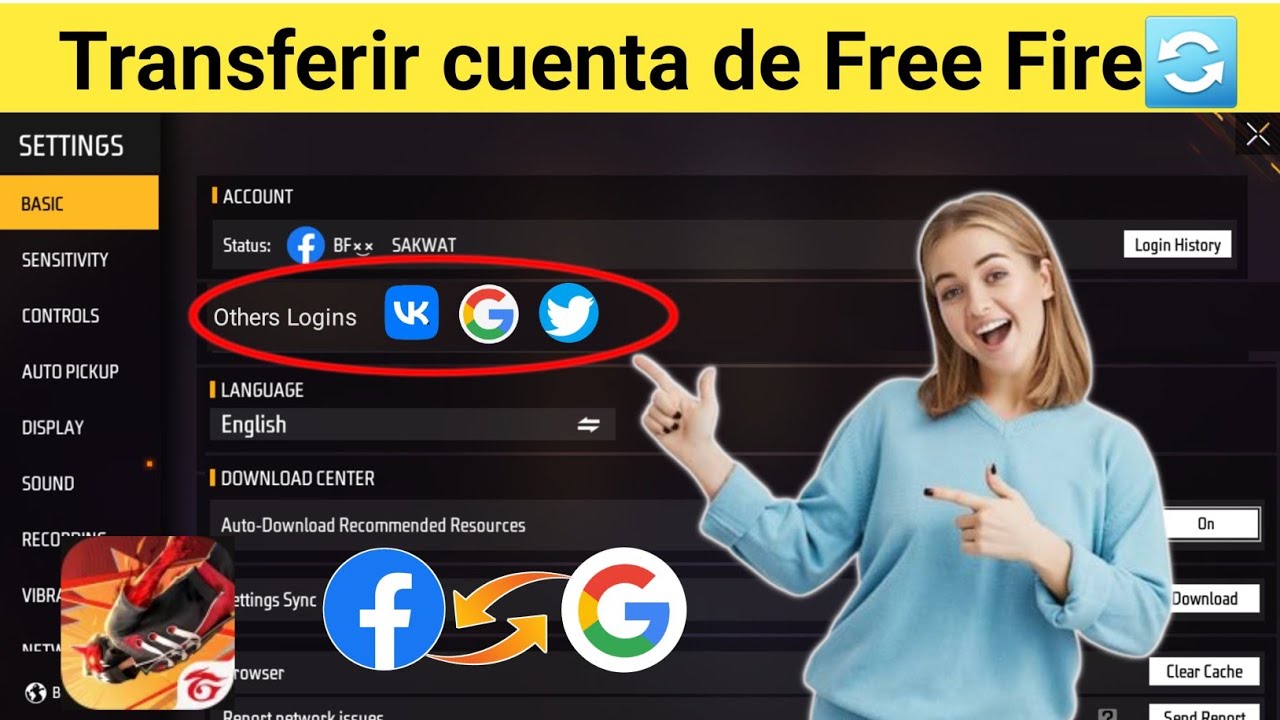 Cómo transferir una cuenta de Free Fire de Facebook a Google
