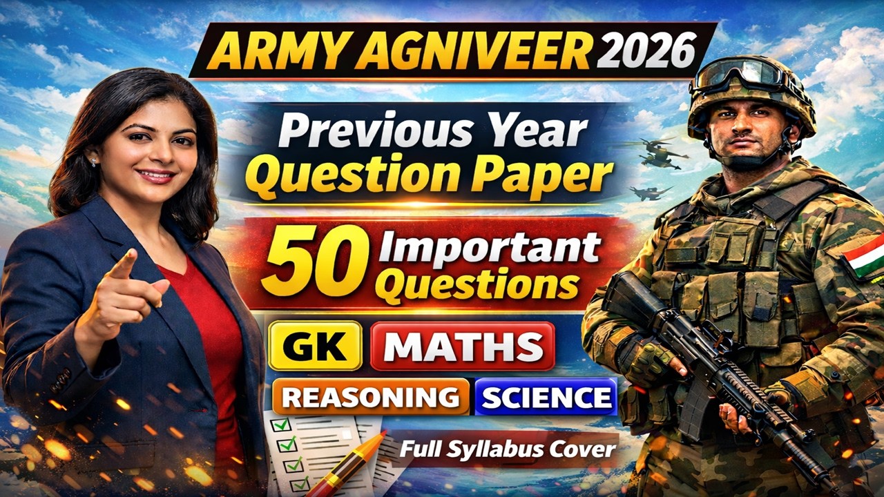 🔥 Army Agniveer 2026 Previous Year Paper | 50 Important Questions | GK Science Math Reasoning