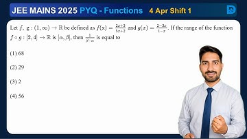 Let f, g : (1, ∞) → ℝ be defined asf(x) = (2x + 3)/(5x + 2) and g(x) = (2 − 3x)/(1 − x).If the .....