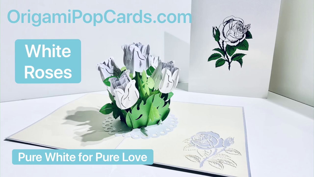 White Rose Bouquet Pop Up Card Pure White for Pure Love Shop Online