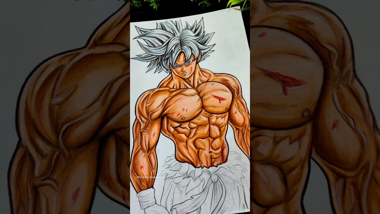 Goku Ultra Instinct Full Body Drawing Colour🔥Dragon Ball Anime Drawing 