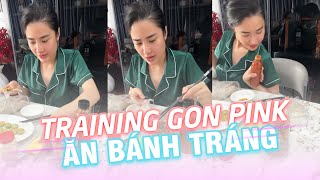 Gon Pink được quản lý training ăn bánh tráng