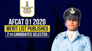 AFCAT 1 2020 Merit List Published | 214 Candidates Selected | AFSB Dates | SAFE SCORE FOR MERIT LIST