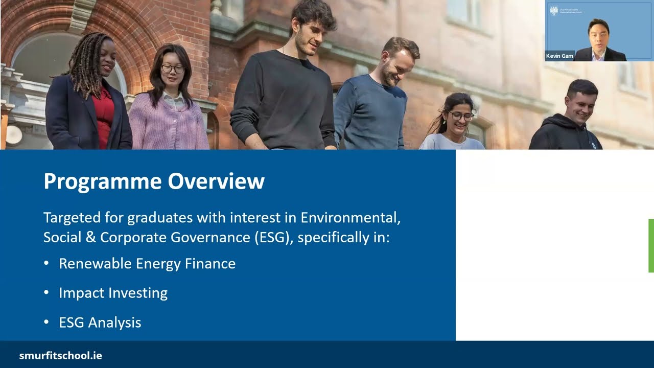 MSc in Sustainable Finance at UCD Smurfit School - Programme Overview