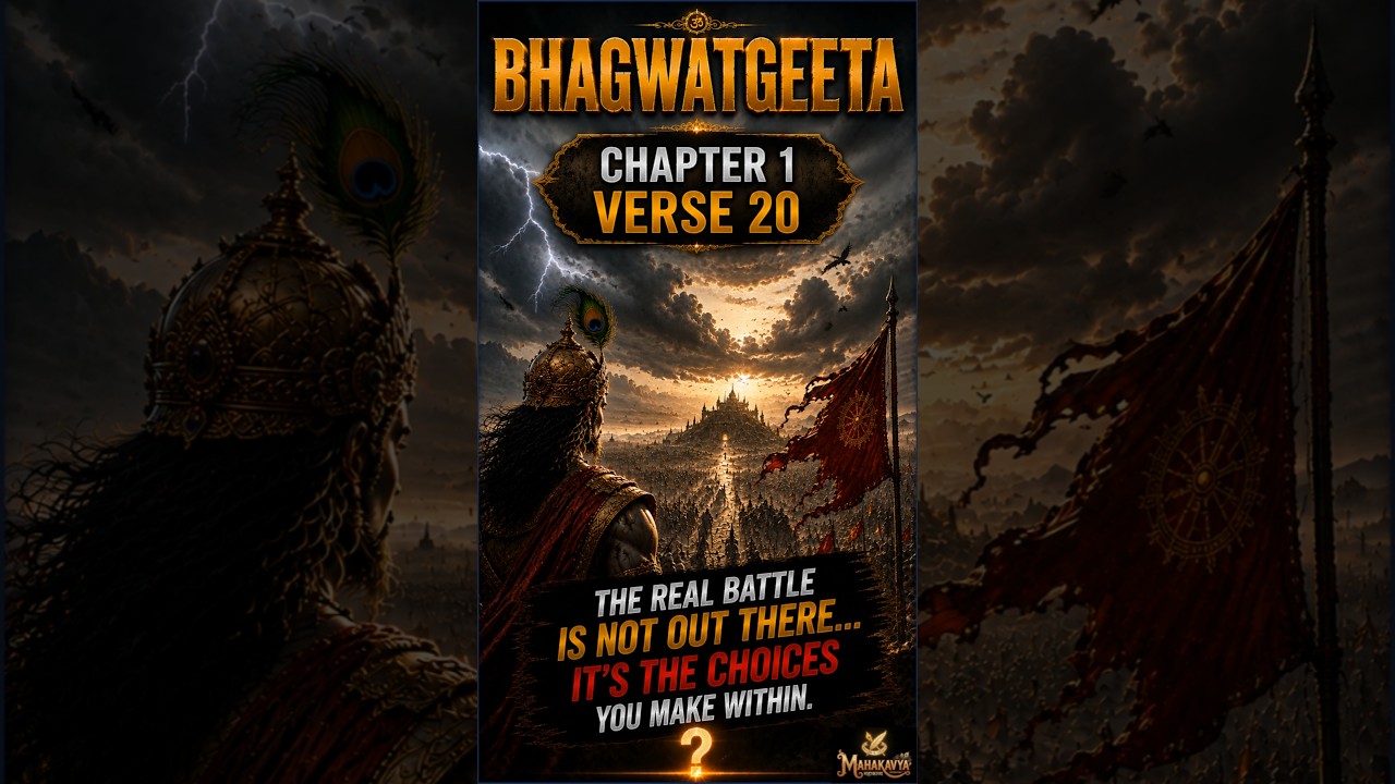 1.20 Eng. Bhagavad Gita Chapter 1 Shlok 20 | Arjuna Raises His Bow and Speaks to Krishna