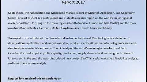 Geotechnical Instrumentation and Monitoring Market Research Report 2017