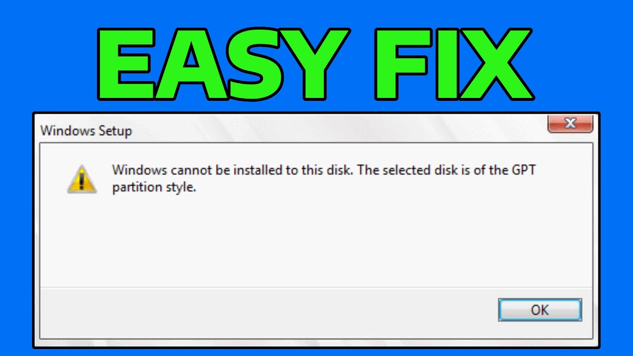 How To Fix Windows Cannot Be Installed to This Disk The Selected Disk ...