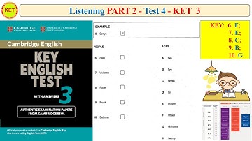 KET 3 Listening Part 2 Test 4 (Transcript + Key)