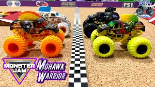 Toy Diecast Monster Truck Racing | Race #15 | Spin Master MONSTER JAM 4 Mohawk Warriors Race to win!