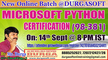 Microsoft Python Certification (98-381) Online Training @ DURGASOFT