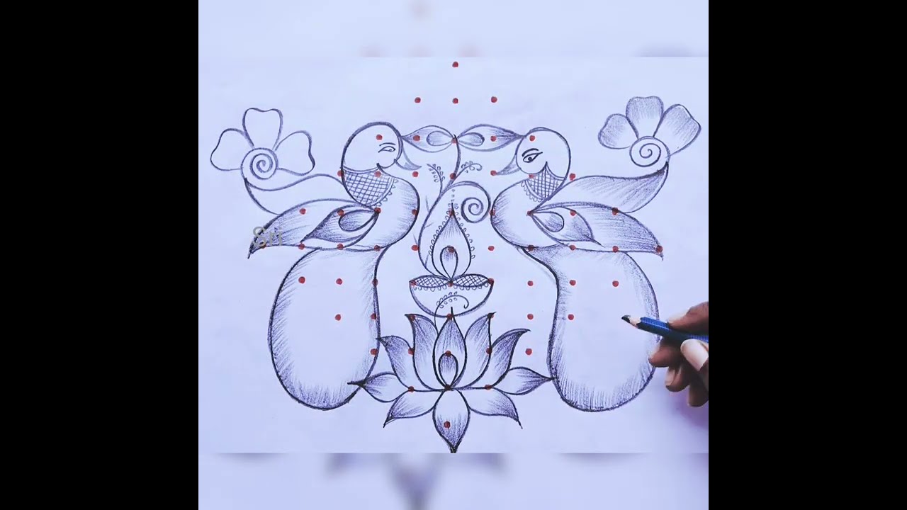 🌺 Excellent unique peacock rangoli 🌺 creativity 👍🌺 just 11 dots🌺simple pulli kolam🌺 different types🌺