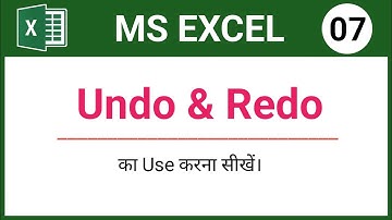 #07 | How To Use Undo & Redo in Ms Excel | Excel tutorial in Hindi | SCC Center
