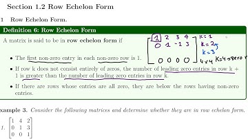 Linear Algebra - Section 1.2 Row Echelon Form