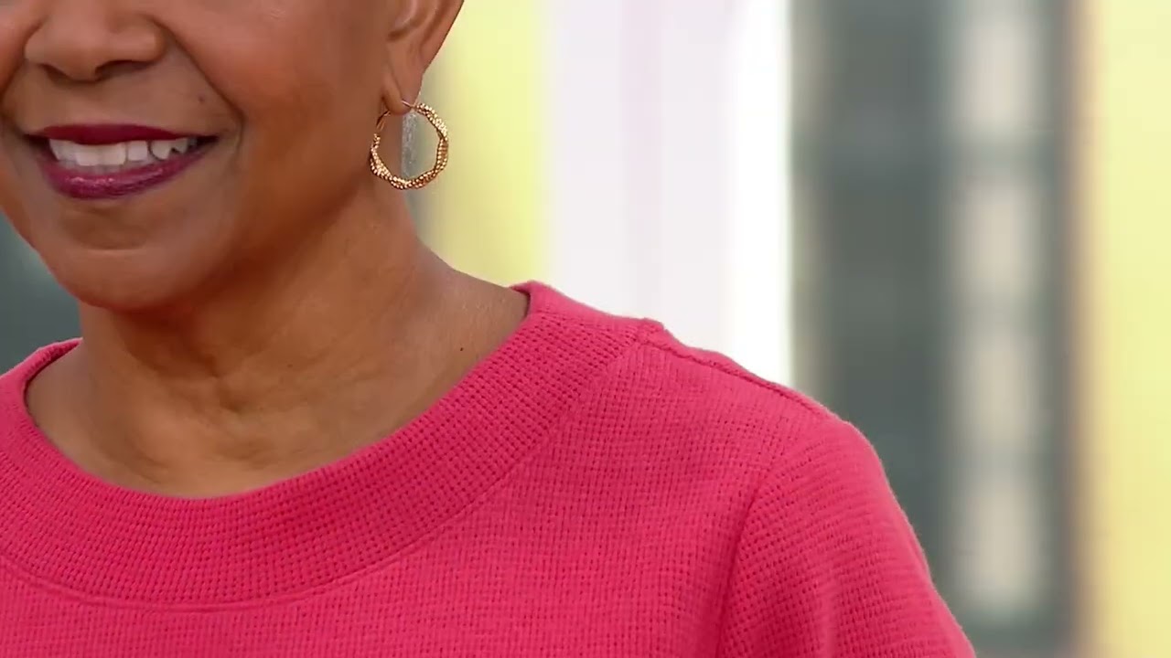 Denim & Co. Comfort Zone Brushed Waffle Knit Crew-Neck Sweatshirt on QVC