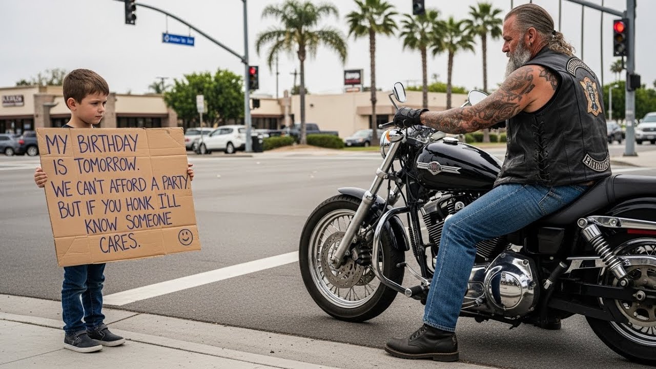 We Can't Afford a Party - Boy's Sign Brought 60 Bikers to Reassure His Mom She's Not Alone