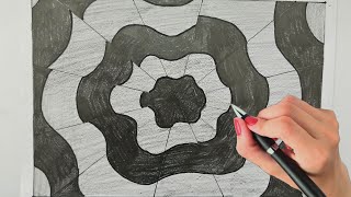 how to draw a geometric design ! Very Easy Optical Illusion Drawing Step By step ! TVT ART