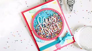 🍬WATERCOLOR SHAKER CARD | FEAT. SWEET STAMP SHOP: &quot;LIFE IS SWEET&quot; AND TOMBOW: MARKERS AND ADHESIVES