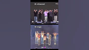 BTS energy level during rehearsal Vs Stage (Fire) 🔥 #bts #shorts