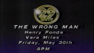 WUTV Buffalo 29 Movie Promo The Wrong Man (May 30th 1986)