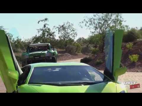 Trophy Truck  vs  Lamborghini Aventador   Potts Racing and PJ Jones Having Some Fun