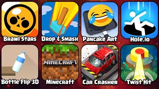 Bottle Flip 3D, Hole io, Drop & Smash, Brawl Stars, Pancake Art, Minecraft, Twist Hit!, Car Crasher screenshot 1