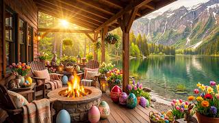 Happy Easter! 🐰🌸 Lakeside Cabin Morning 🔥 Relaxing Nature Sounds, Cozy Fire & Spring Ambience 4K screenshot 1