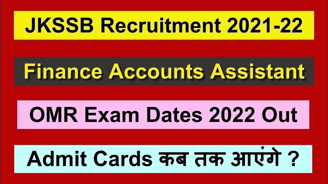 JKSSB Finance Accounts Assistant Exam Dates 2022 Out !! JKSSB FAA Exam