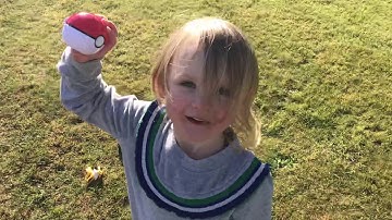 Ned and Pippa gotta catch em all Pokémon challenge  Pokemon toy and pokeball garden fun!