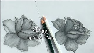 CARA MENGGAMBAR BUNGA MAWAR||how to draw roses for beginners#Sketsa simple menggambar bunga mawar