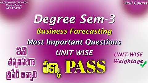 Degree Semester 3 - Business Forecasting Most Important Questions UNIT-WISE Weightage DegreeExam2024