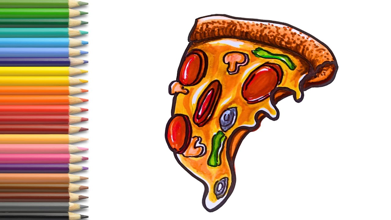 ÇOCUKLAR İÇİN PİZZA DİLİMİ ÇİZİM-HOW TO DRAW PİZZA EASY FOR KİDS-ADIM ...