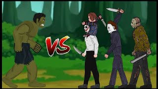 🔥Hulk vs Chucky vs Jeff The killer vs Jason Voorhees vs Michael Myers | Team Battle 2D Animations